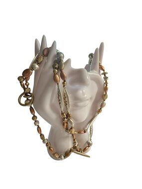 Sigrid Olsen Gold and Rose-Tone Bead Multi-Strand Necklace